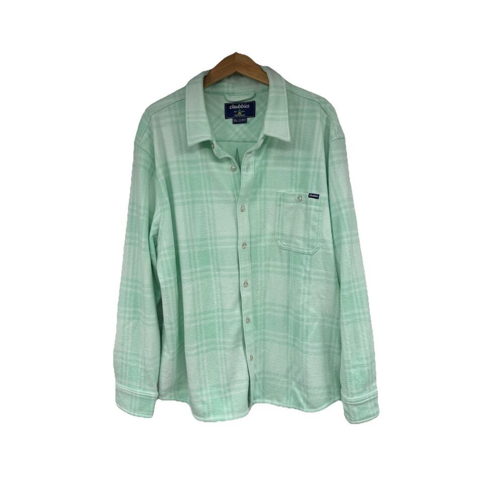Chubbies Men's Flannel Super Soft Button Up Shirt Jacket Shacket Green‎ Size XL